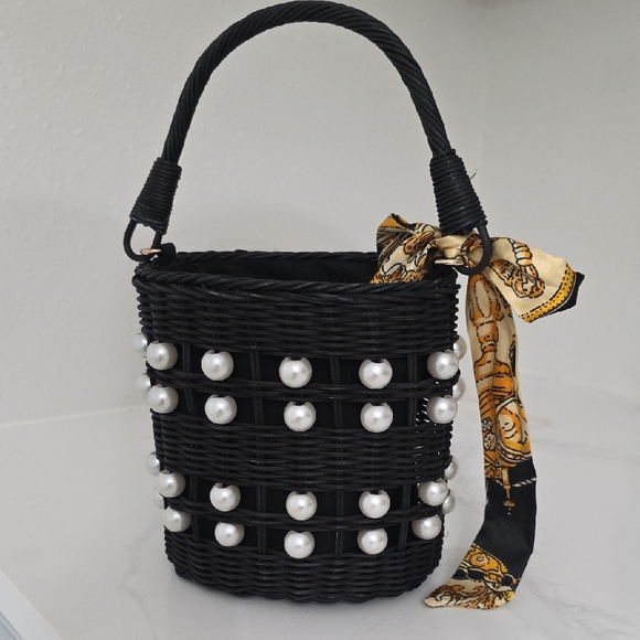Kate Spade X Target Handbags - Kate Spade X Target Elegant Black Pearl-Studded Woven Bag